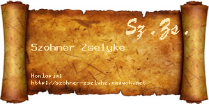 Szohner Zselyke névjegykártya